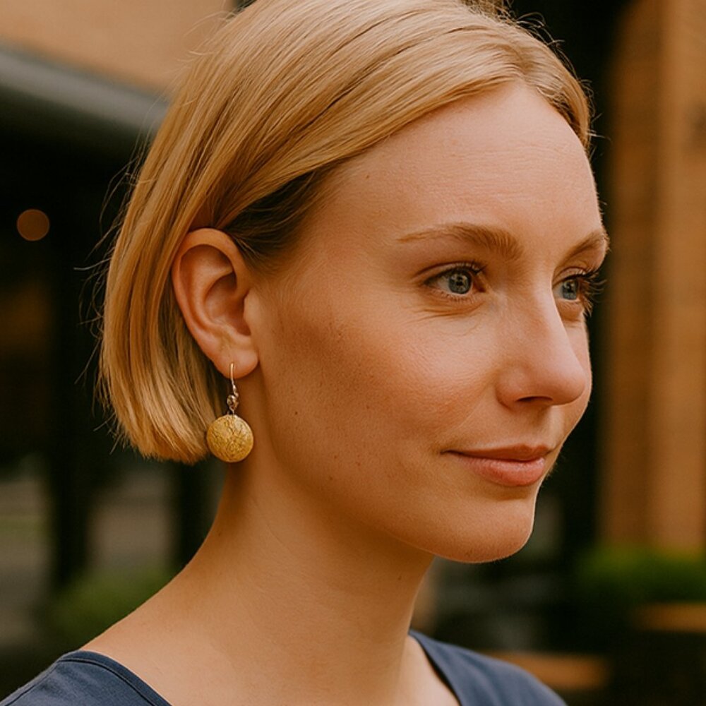 NEW - Gold Tone Round Earrings